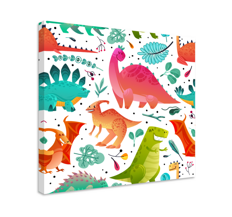 Tableau dinosaures aventure colorée des dinosaures - TenStickers