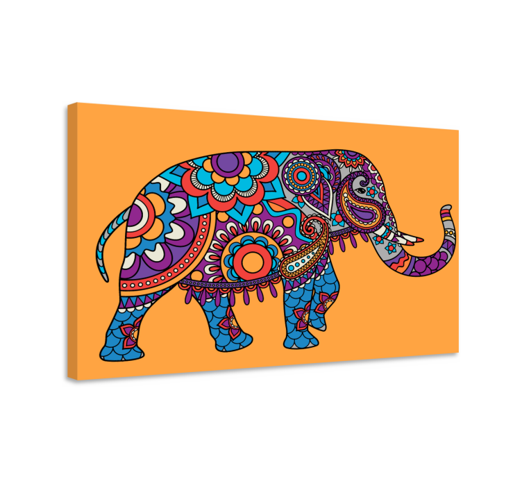 Tableau éléphant style mandala multicolore - TenStickers
