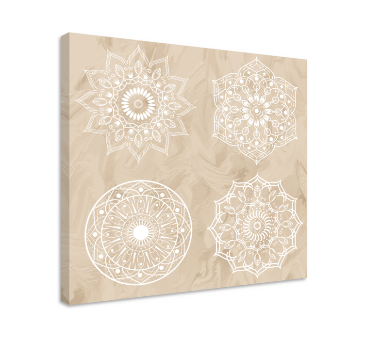 Tableau mandala Quatre mandalas beiges - TenStickers