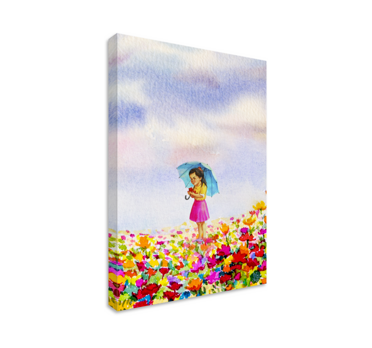 Tableau enfants fille avec parapluie - TenStickers