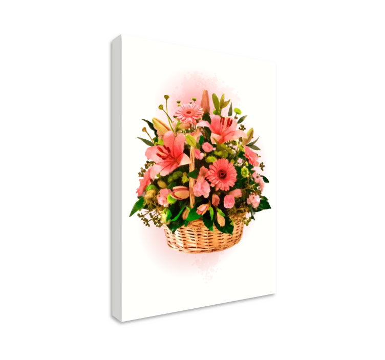 Tableau fleurs et plantes panier de fleurs roses - TenStickers