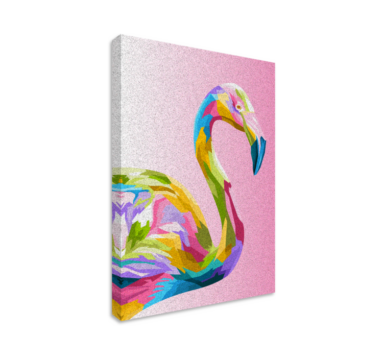 Tableau animaux profil de flamant rose coloré - TenStickers