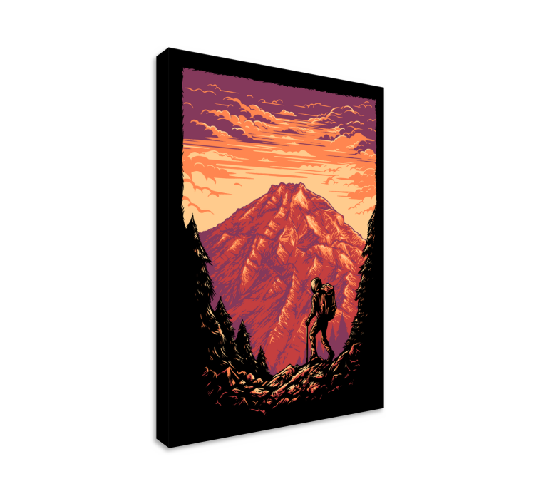Tableau paysage aventure de trekking en montagne - TenStickers