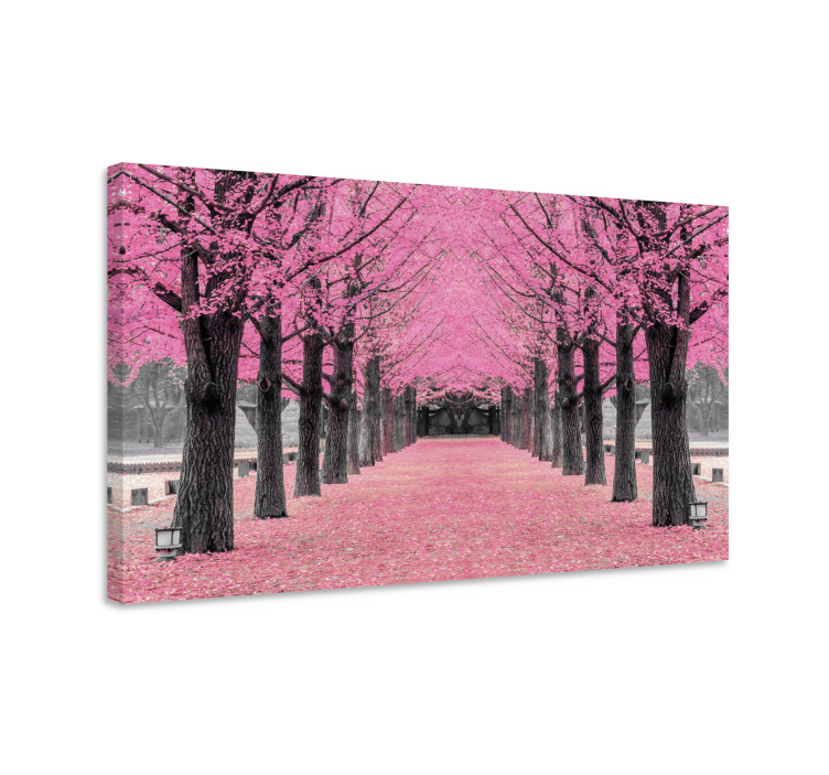 Tableau couloir Forêt d'arbres roses - TenStickers
