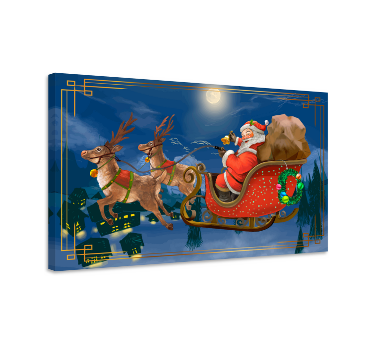 Tableau 3d traîneau joyeux du père noël - TenStickers