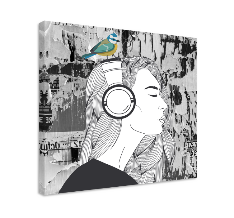 Tableau moderne Femme avec un casque - TenStickers