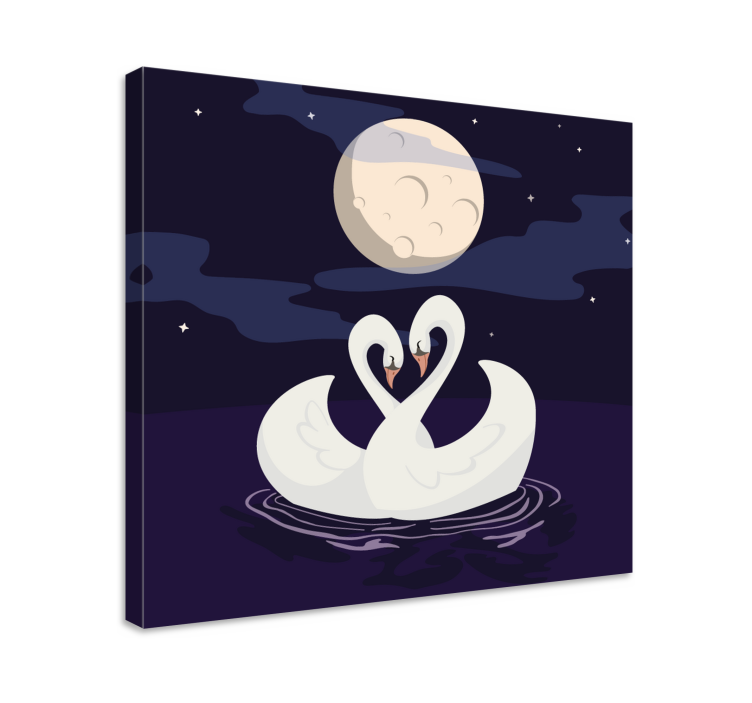 Tableau animaux cygnes embrassant le clair de lune - TenStickers