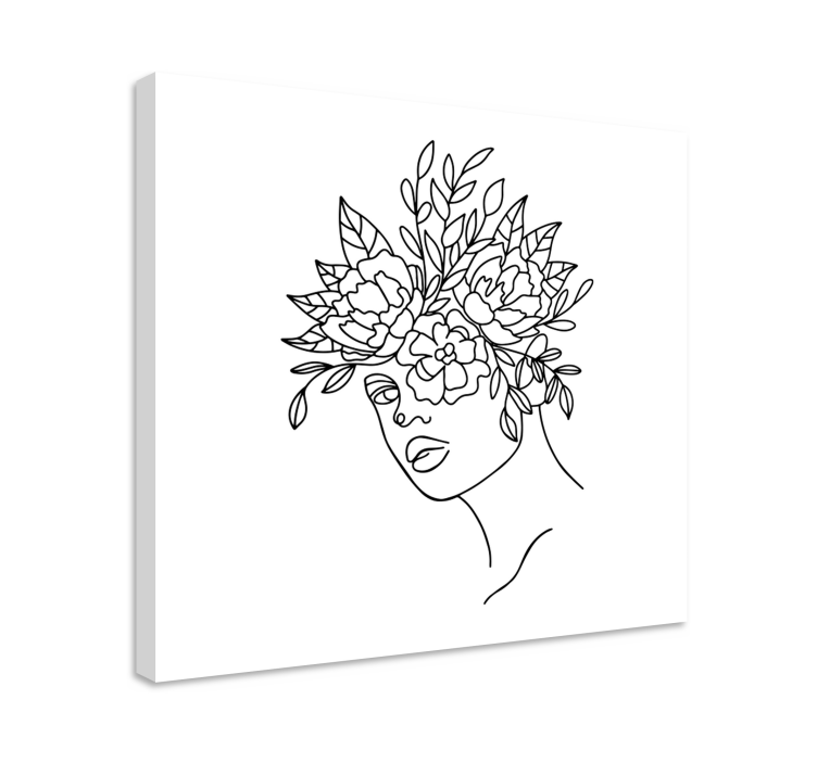 Tableau fleurs et plantes visage floral outline - TenStickers