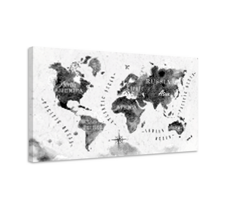 Tableau carte du monde carte du monde monochrome - TenStickers