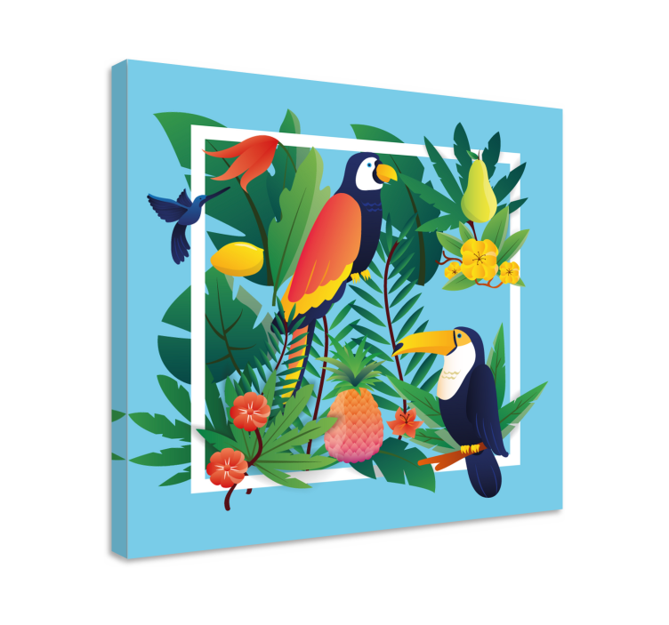 Tableau animaux rencontre avec des perroquets tropicaux - TenStickers