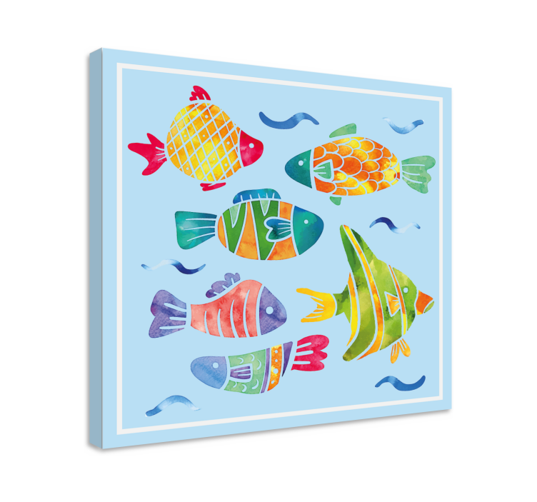 Tableau poissons vie aquatique colorée - TenStickers