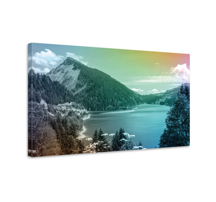 Tableau paysage vue sur le lac montagneux - TenStickers