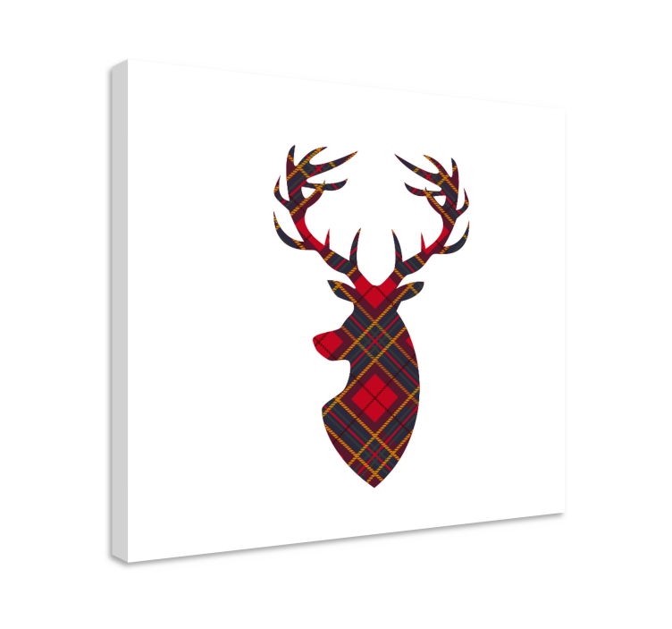 Tableau cerfs tête de cerf plaid - TenStickers
