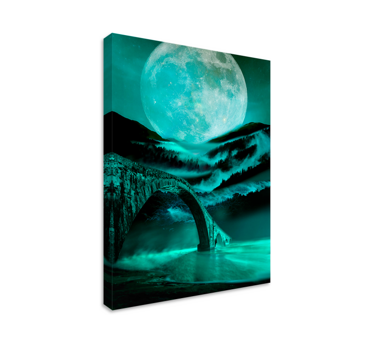 Tableau paysage pont au clair de lune - TenStickers