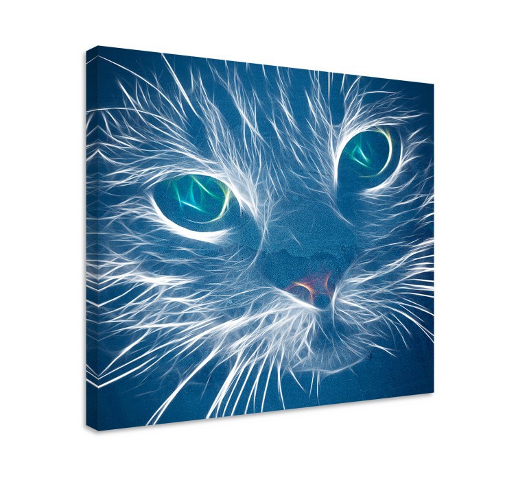 Tableau visage de chat abstrait bleu - TenStickers