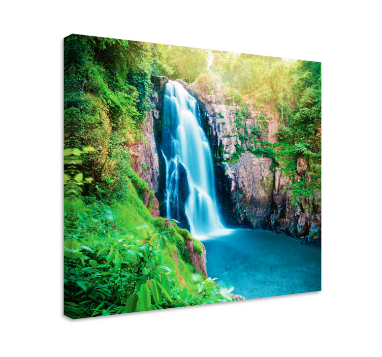 Tableau paysage scène de cascade luxuriante - TenStickers