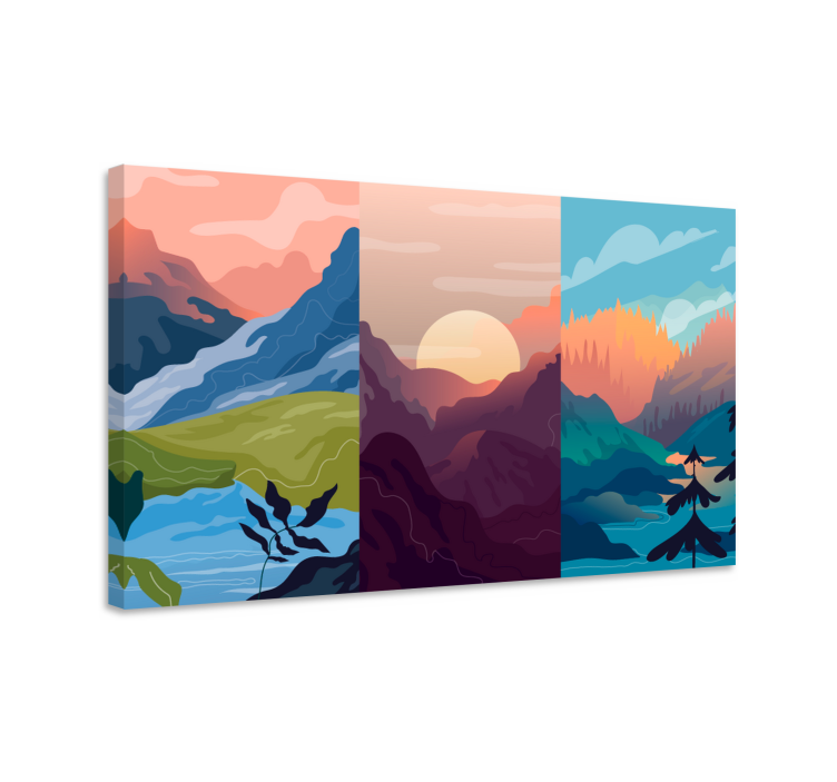 Tableau paysage lever de soleil en montagne - TenStickers