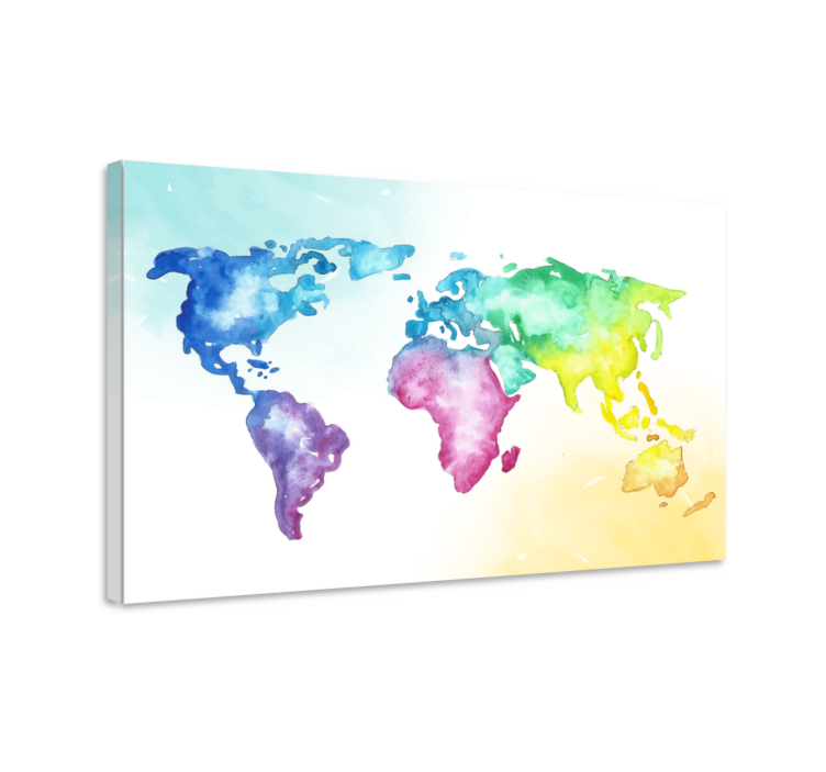 Tableau carte du monde atlas mondial aquarelle - TenStickers