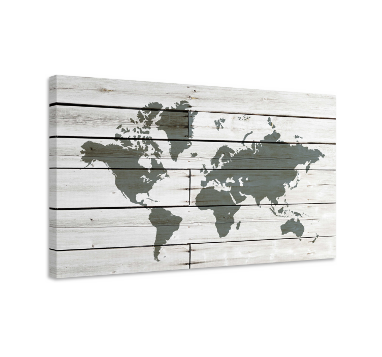 Tableau carte du monde Gris bois - TenStickers