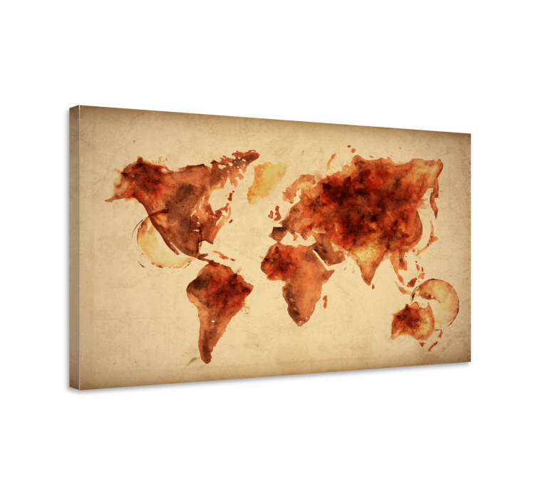 Tableau carte du monde aquarelle mondiale - TenStickers