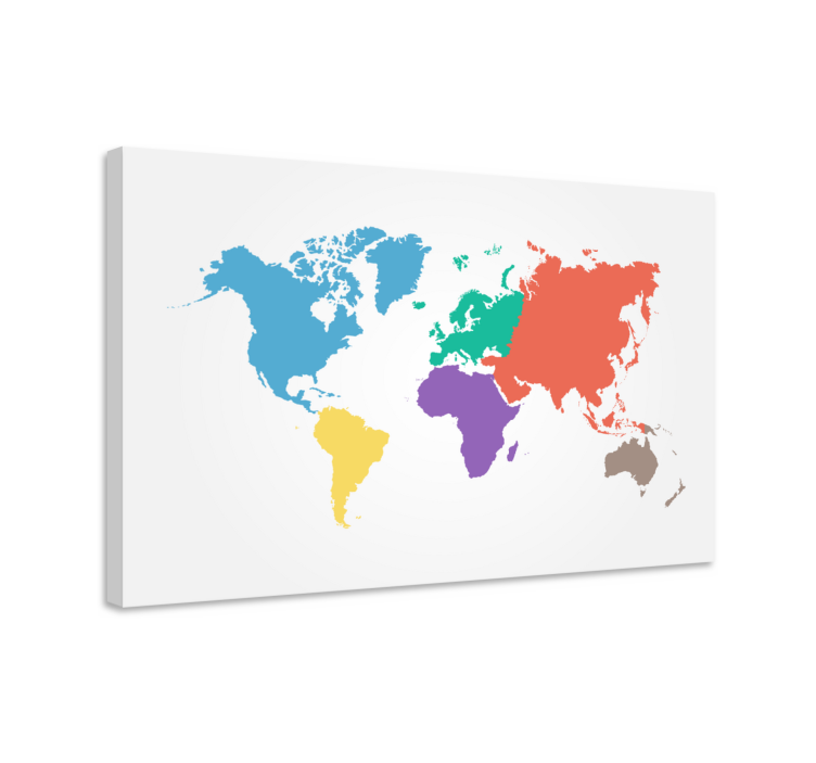 Tableau carte du monde contour coloré - TenStickers
