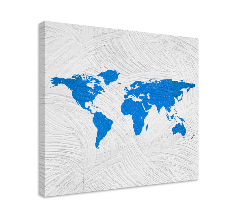 Tableau carte du monde bleu et blanc - TenStickers