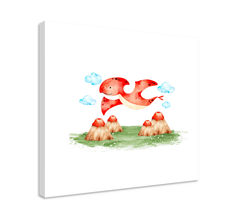 Tableau dinosaures créature rouge volante - TenStickers