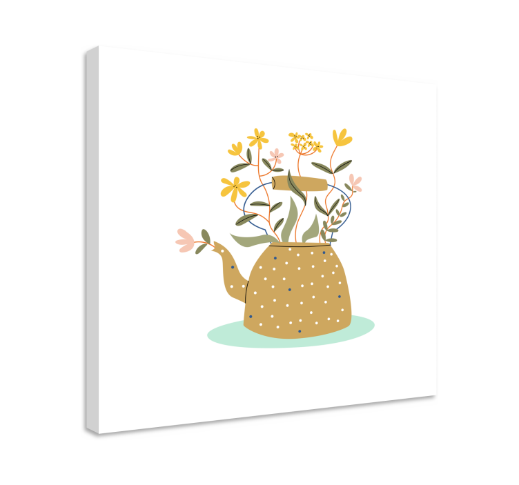 Tableau fleurs et plantes théière avec fleurs - TenStickers
