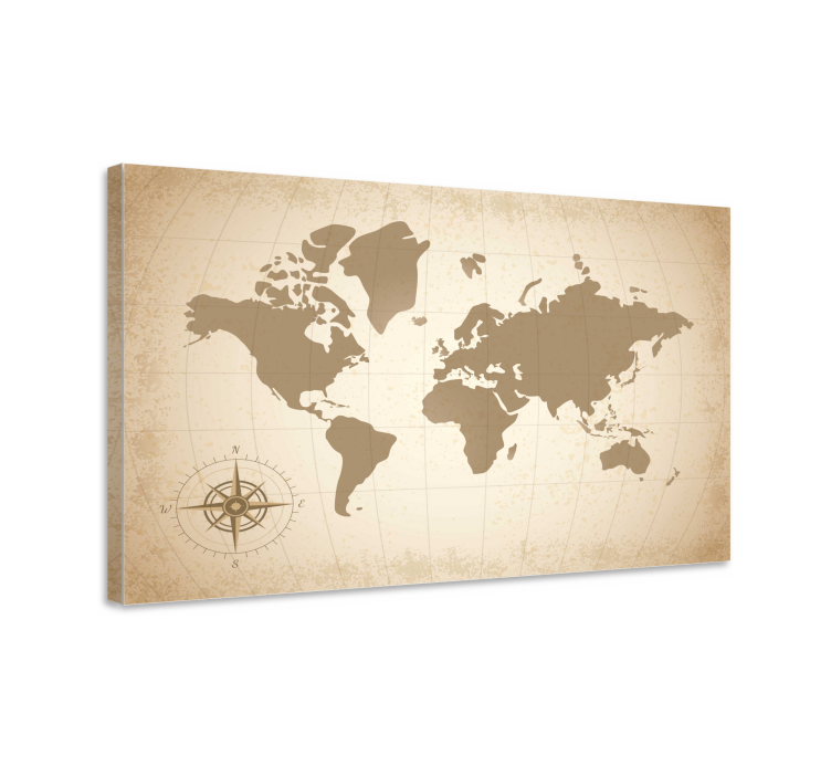 Tableau carte du monde motif beige vintage - TenStickers