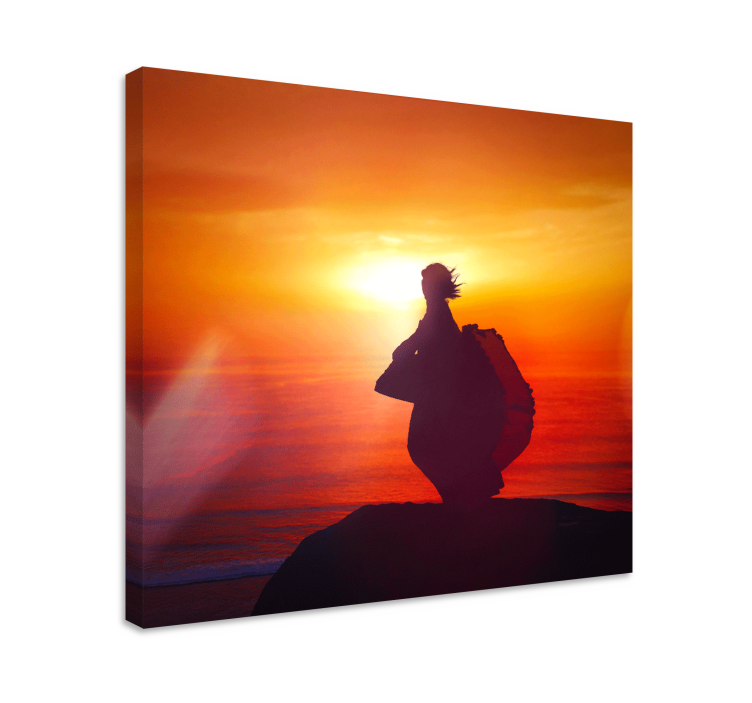 Tableau abstrait silhouette au coucher de soleil - TenStickers