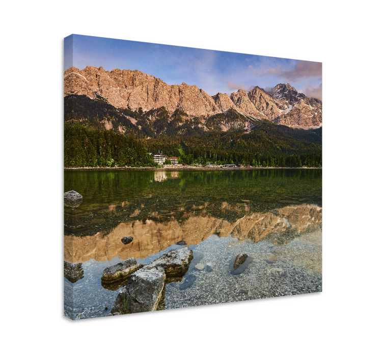Tableau paysage reflet de montagne sur lac - TenStickers