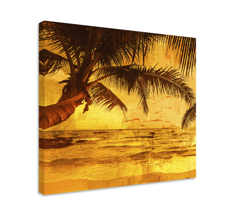 Tableau paysage scène de palmier au coucher de soleil - TenStickers