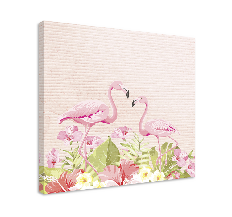 Tableau fleurs et plantes flamants au milieu des fleurs - TenStickers