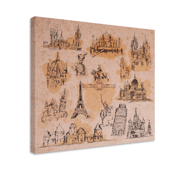Tableau villes et pays collection de monuments historiques - TenStickers