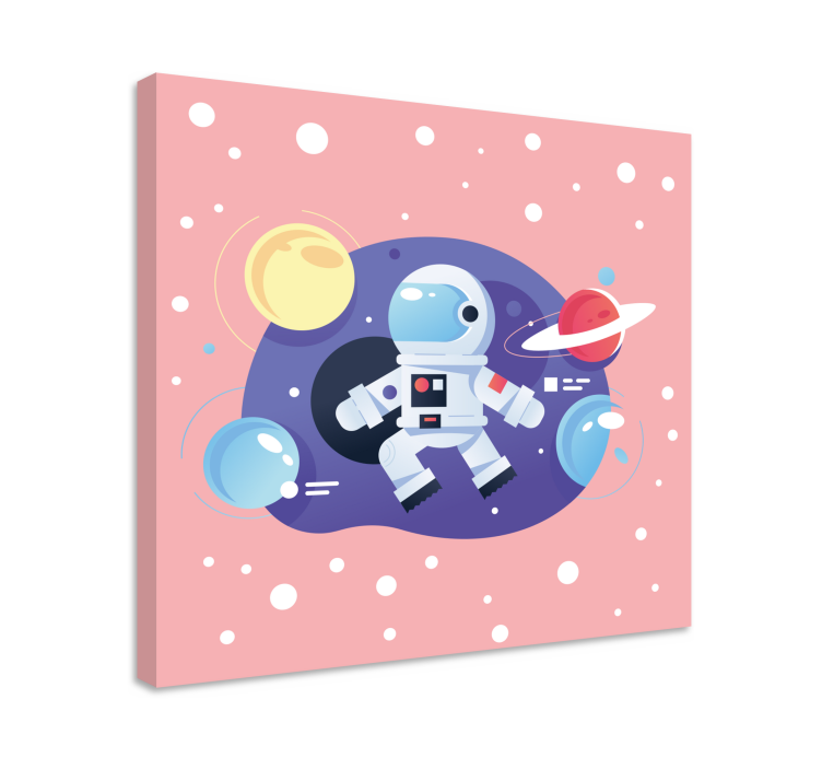 Tableau Astronaute dans l'espace couleur pastel - TenStickers