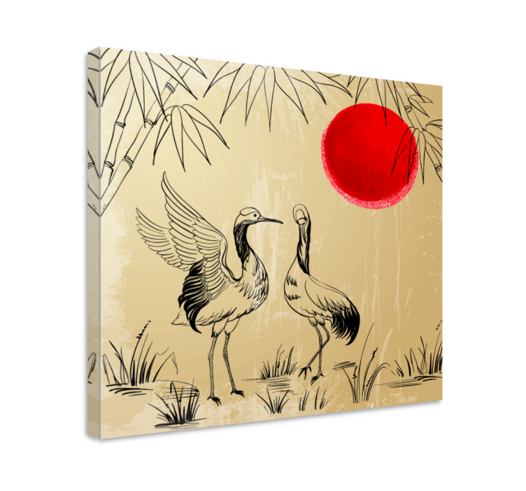 Tableau mandala grues et soleil - TenStickers