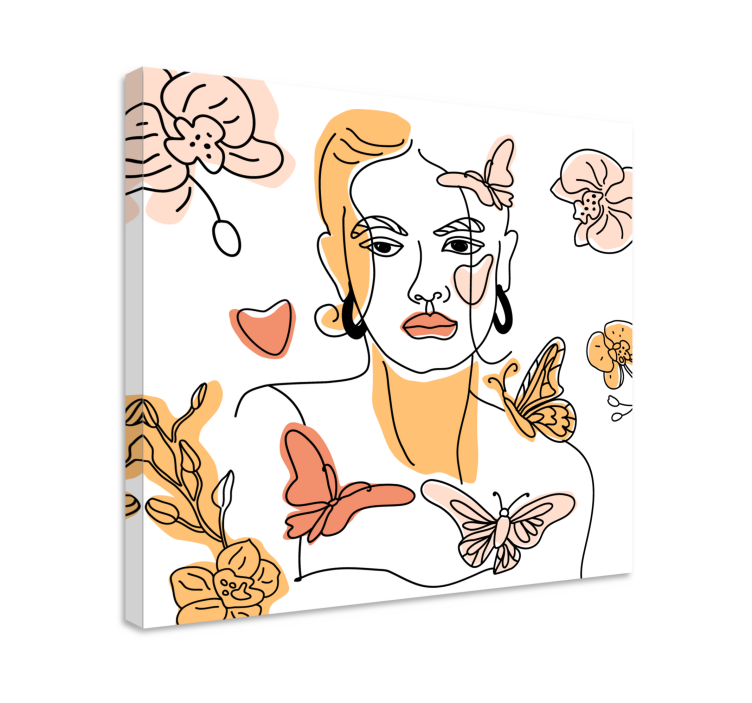 Tableau fleurs et plantes portrait floral stylisé - TenStickers