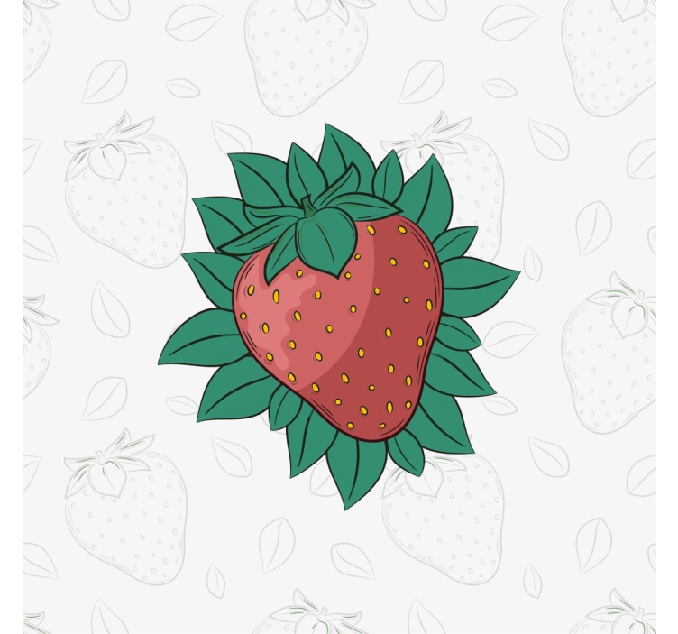 Tableau fruits fraise avec feuilles - TenStickers