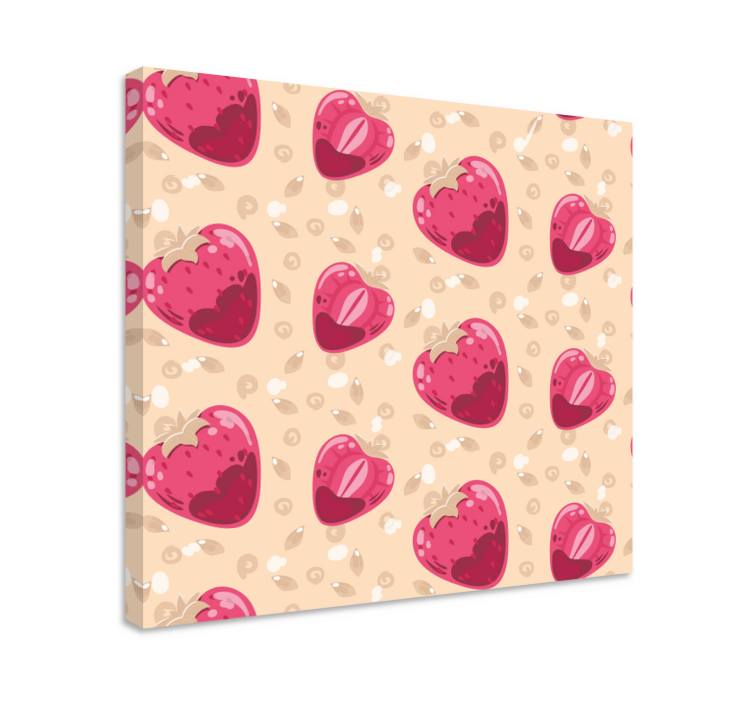 Tableau fruits motif cœur de fraises - TenStickers