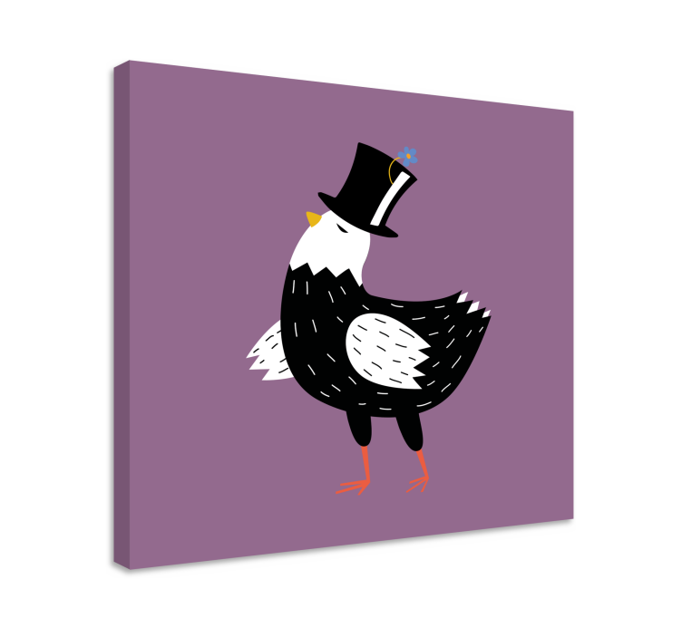 Tableau chiens oiseau élégant avec chapeau - TenStickers