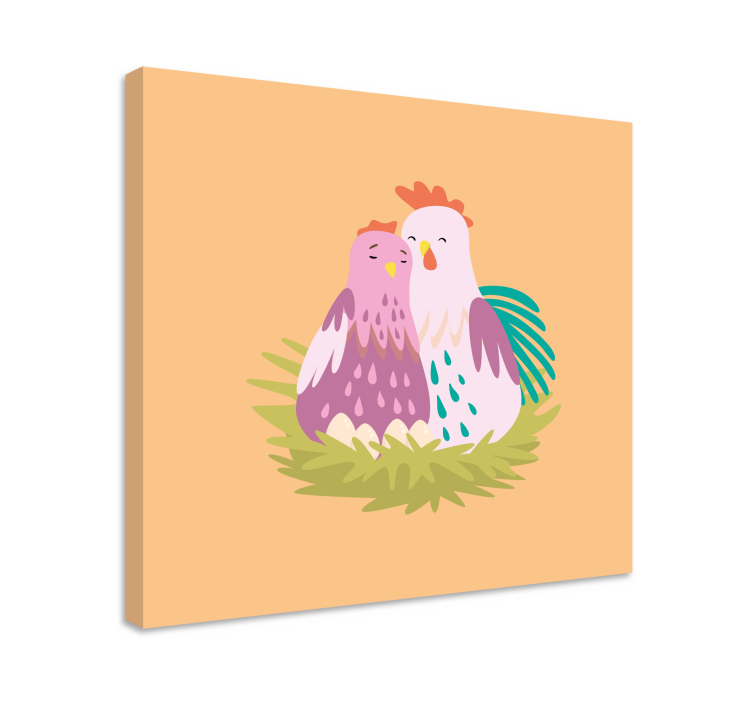 Tableau animaux couple de poules en train de nicher - TenStickers