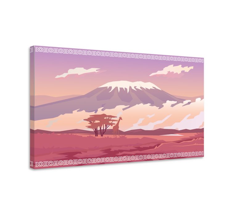 Tableau paysage vue de montagne avec girafes - TenStickers