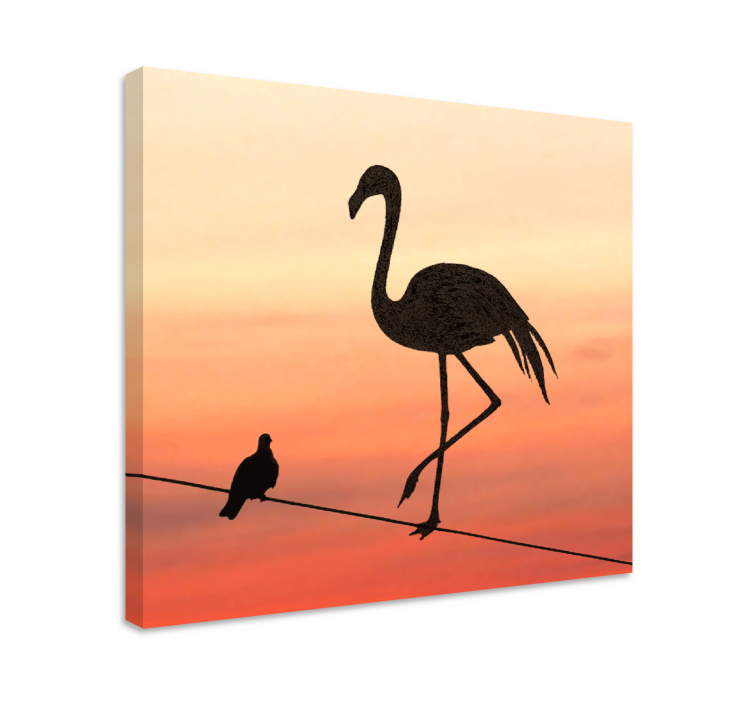 Tableau d'un flamand rose et d'un oiseau - TenStickers