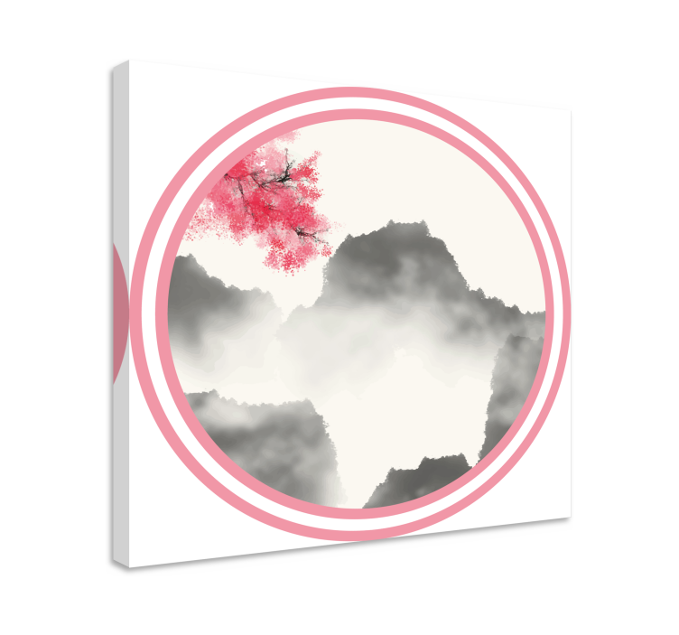 Tableau paysage silhouette de montagne avec des fleurs - TenStickers