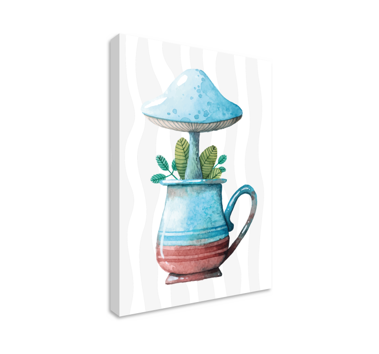 Tableau fleurs et plantes champignon dans une tasse - TenStickers