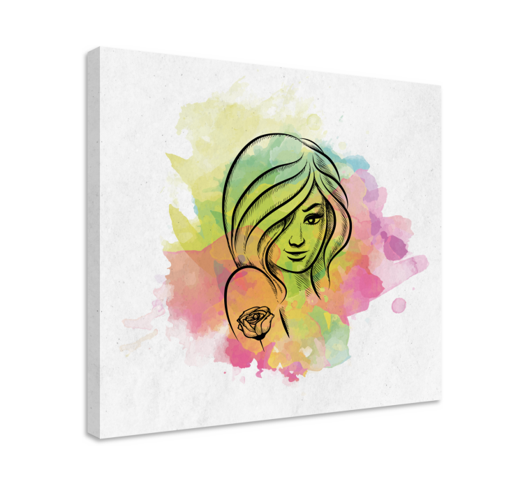 Tableau personnage portrait de femme à l'aquarelle - TenStickers