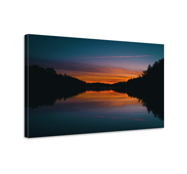 Tableau paysage réflexion d'un coucher de soleil serein - TenStickers