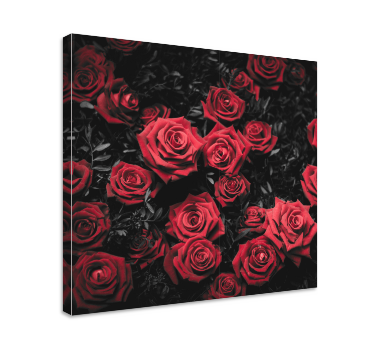 Tableau fleurs Noir et blanc avec des roses rouges - TenStickers