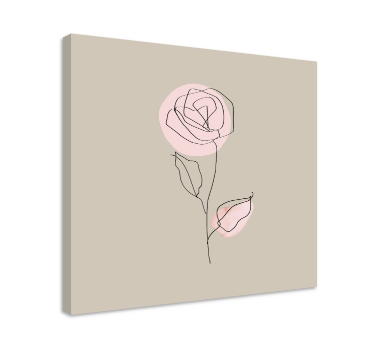 Tableau fleurs et plantes ligne Élégante rose - TenStickers