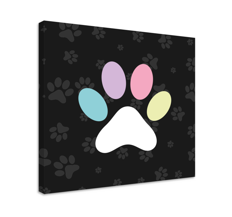 Tableau chiens empreinte de pattes colorées - TenStickers